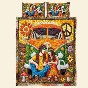 Personalized Gifts For Hippie Couple Quilt Bedding Set Special Line 04tgtn100125-Homacus