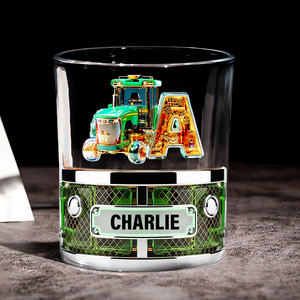 Rustic Tractor Initials Name Drinking Glass - Personalized Gifts For Tractor Lovers 03TGLU250825-Homacus