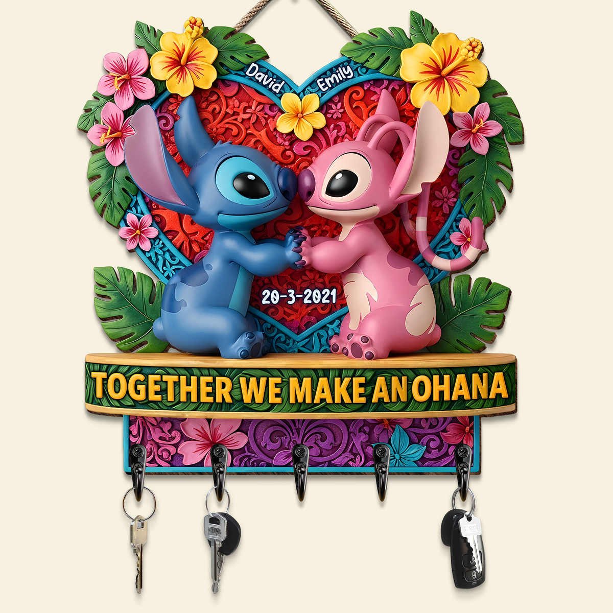 Couple Together Wood Key Hanger 03qhpu220525 - Personalized Gifts For Couple-Homacus