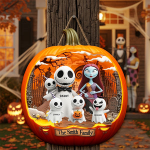 Spooky Family Pumpkin Wood Sign - Personalized Halloween Gifts For Family 01tgqn190825-Homacus