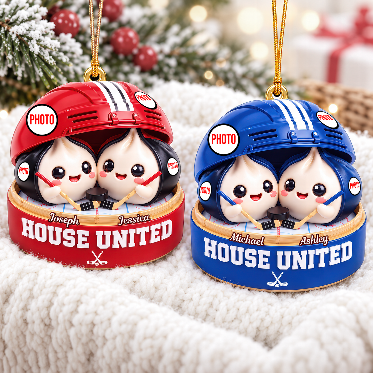 House Divided Dumpling Couple Ornament - Personalized Gifts For Sport Lover Christmas Ornament 05HUQN131026-Homacus