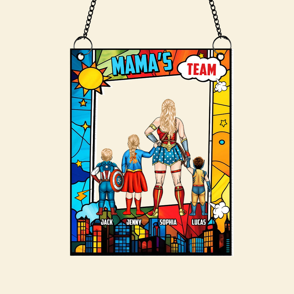 Personalized Gifts For Mom Suncatcher Ornament 03qhtn260225pa Mommy's Team-Homacus