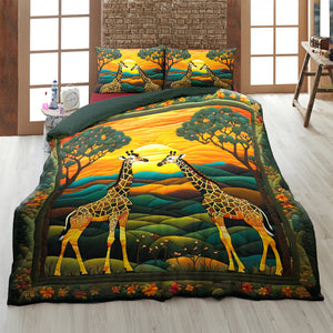 Giraffe In A Blooming Garden Quilt Bedding Set 01HULU200125-Homacus