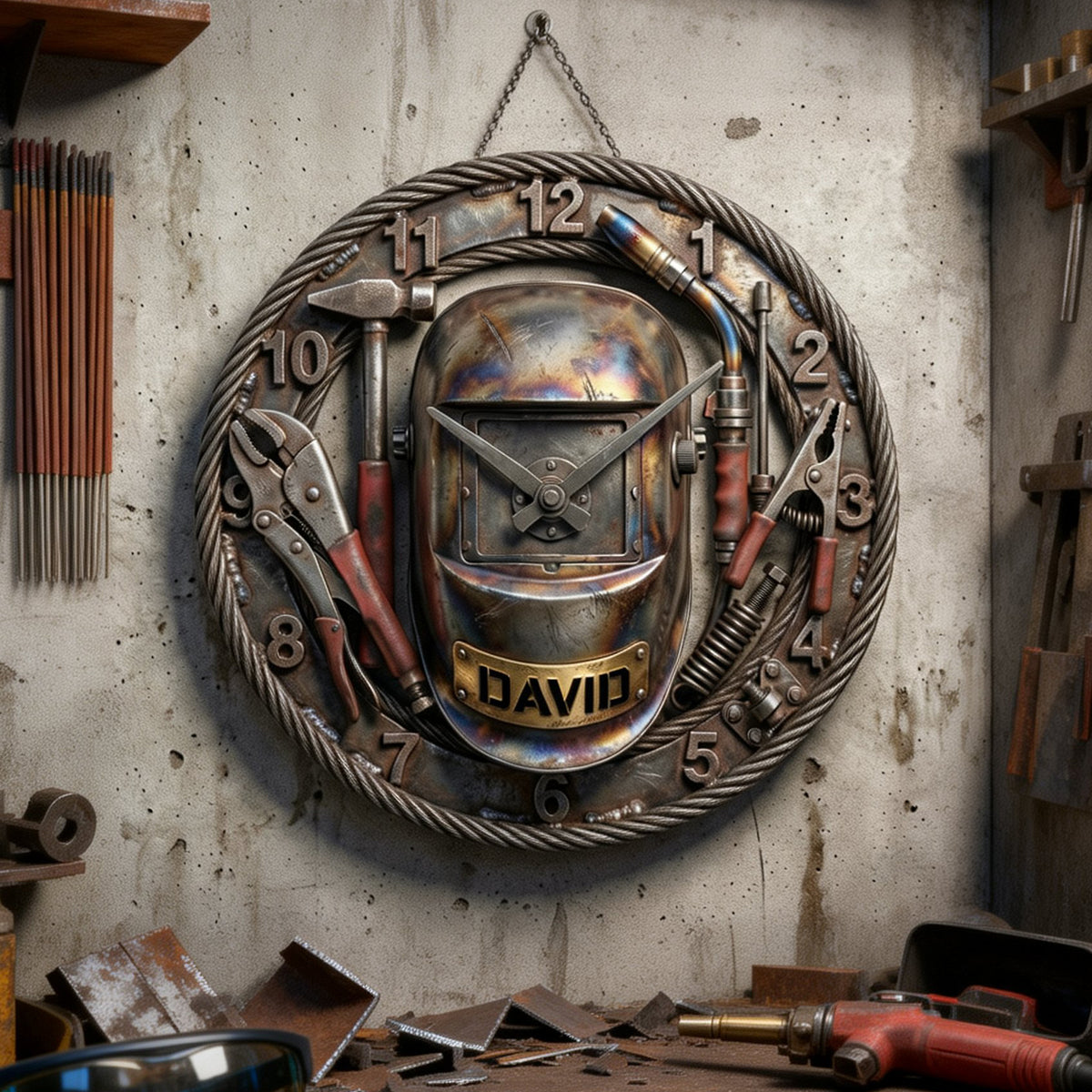 Welder Wall Clock - Personalized Gifts For Welder 1 Layer Acrylic Hanging Wall Clock 02KILU140126-Homacus