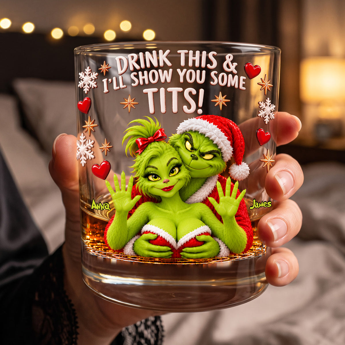 Naughty Couple Round Glass - Personalized Gifts For Christmas Couple 03NALU151026-Homacus