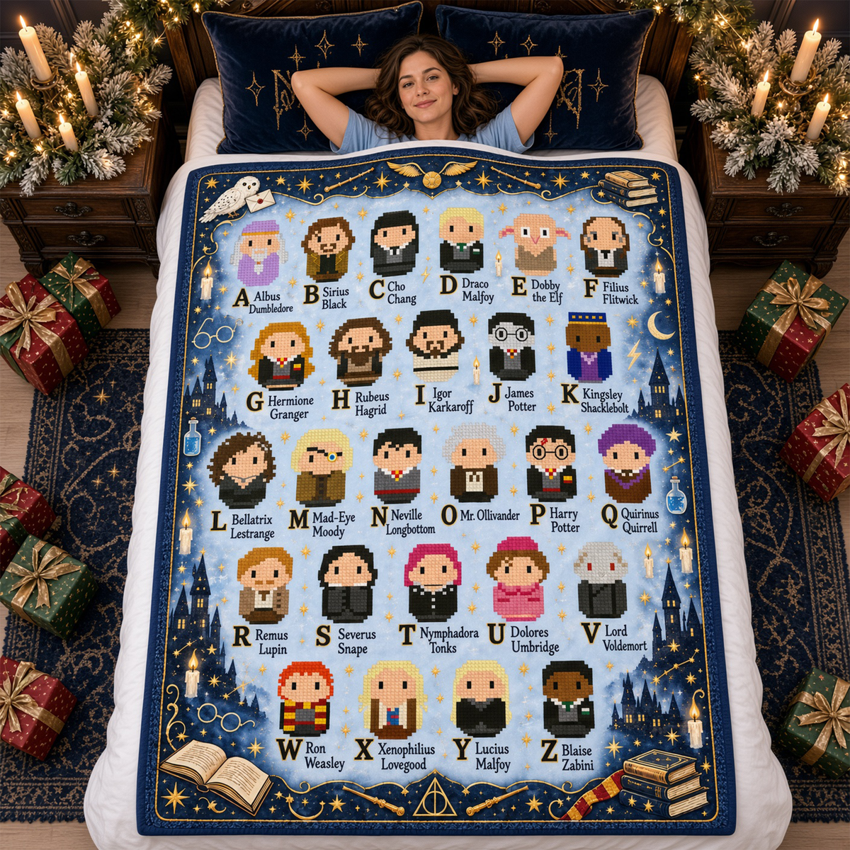 Fantasy Alphabet Blanket - Personalized Gifts For Christmas Blanket 02NAQN221026-Homacus