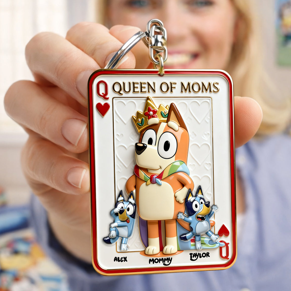Puppy Card Theme Mom And Kids Keychain - Personalized Gifts For Mother's Day Keychain 03NALU020326-Homacus