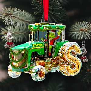 Green Tractor Initials Ornament - Personalized Christmas Gifts For Tractor Lovers 01TGLU110925-Homacus