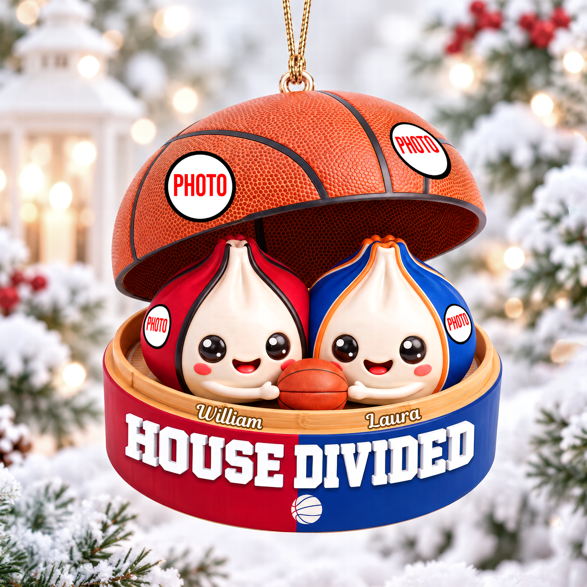 House United Dumpling Couple Ornament - Personalized Gifts For Sport Lover Couple Christmas Ornament 04HUQN131026-Homacus