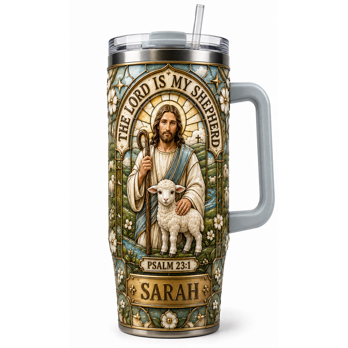 The Lord Is My Shepherd Tumbler With Handle - Personalized Gifts For Christians 03hatn060726-Homacus