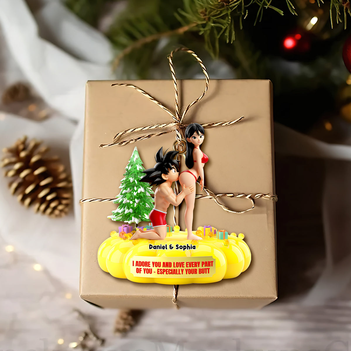 Cheeky Kiss Couple Ornament - Personalized Gift For Couples 05OHLU111125-Homacus