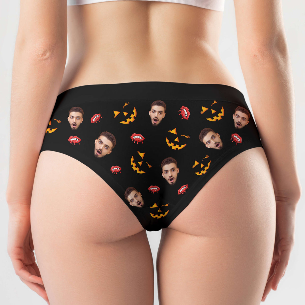 Custom Photo Gifts For Couple Boxer Briefs Halloween Pumpkin Smash Just Tip 03XQDT010824-Homacus