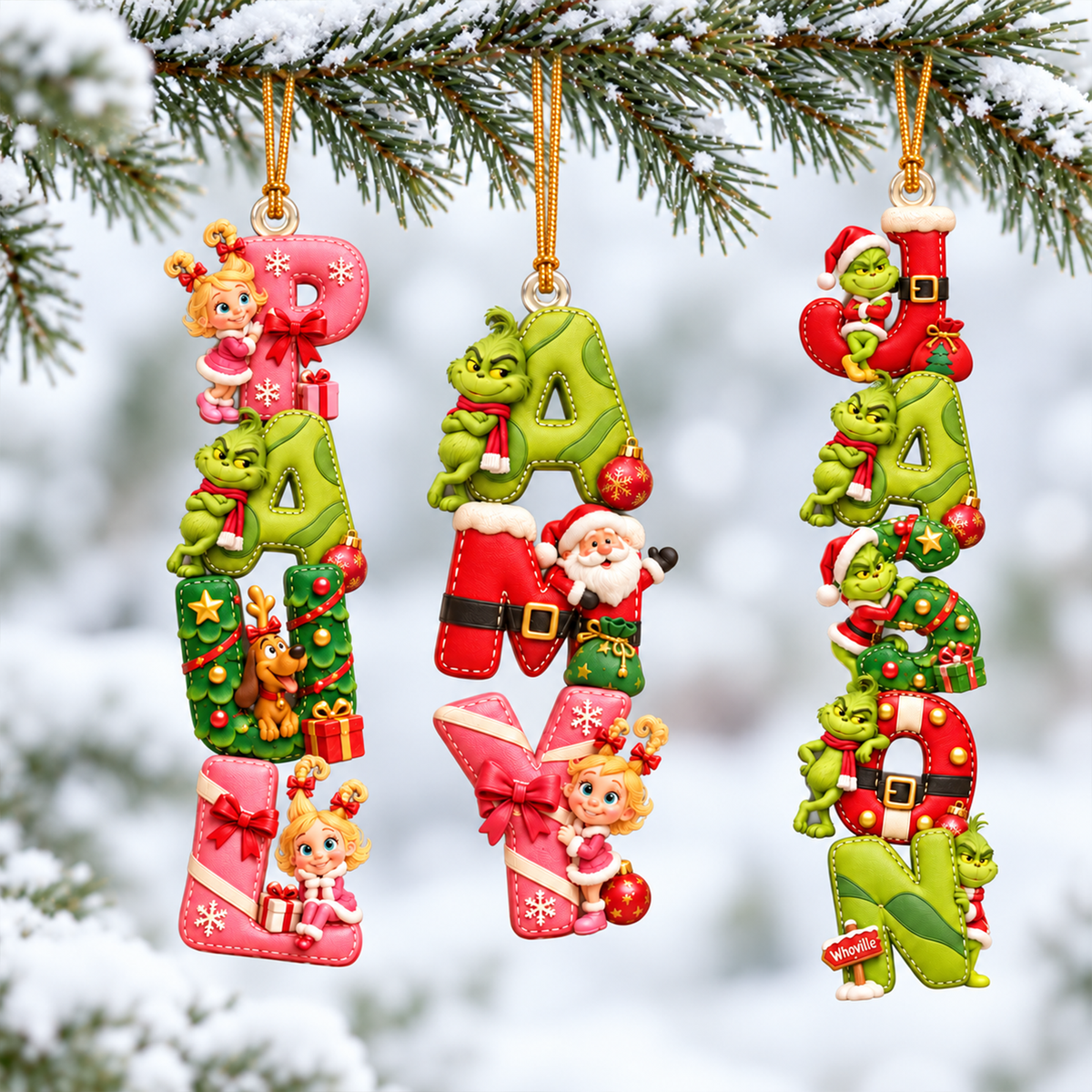 Festive Character Initial Alphabet Ornament - Personalized Gift For Christmas 04PAQN101026-Homacus