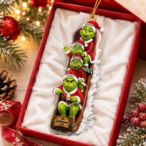 Christmas Monster Family Reindeer Cart Ornament - Personalized Gifts For Family Christmas Ornament 07QNQN290826