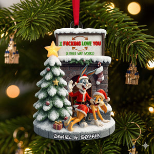 Playful Cartoon Couple Ornament - Personalized Christmas Gifts For Couple 06OHLU280825-Homacus