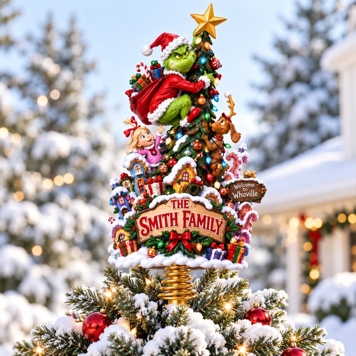 Cheeky Christmas Village Tree Topper - Personalized Gifts For Family 10tyqn290926
