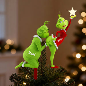 Cheeky Kisses Couple Christmas Tree Topper - Personalized Gift For Couples 04OHLU191125-Homacus