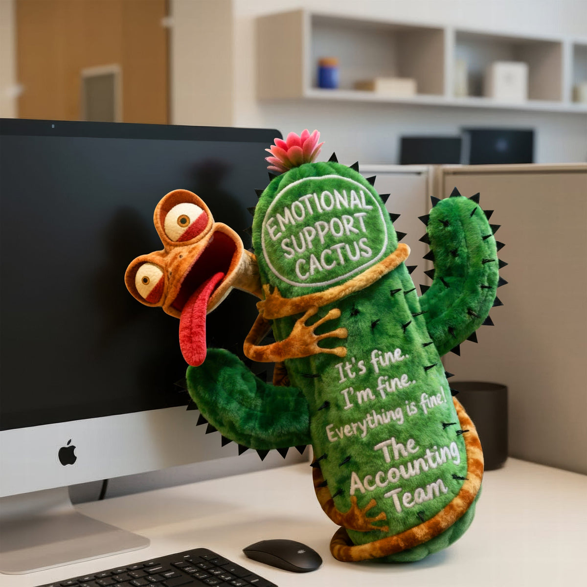 Fun Lizard Hugging Emotional Support Cactus Custom Shape Pillow - Personalized Gifts For Coworker 04qhqn221125-Homacus