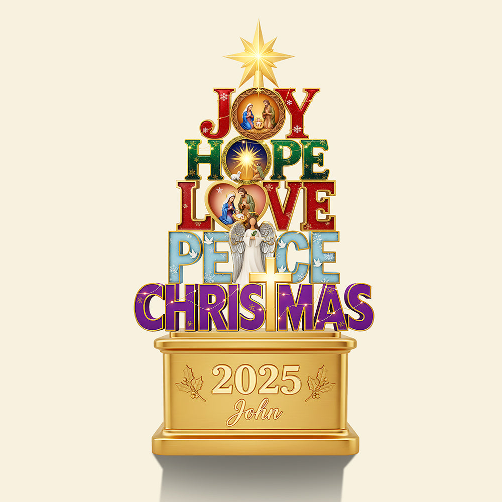 Joy Hope Love Peace Christmas Acrylic Plaque Personalized Gifts for Christians 01HYTA111025-Homacus