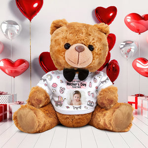 Custom Baby Photo Gifts For Mom Bear With Shirt 04tgqn030325 Our First Mother's Day Together-Homacus
