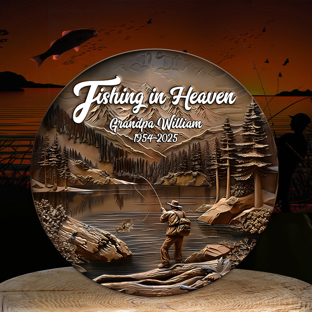 Personalized Memorial Gifts For Fishing Lovers Metal Sign 02kalu240325 Fishing In Heaven-Homacus