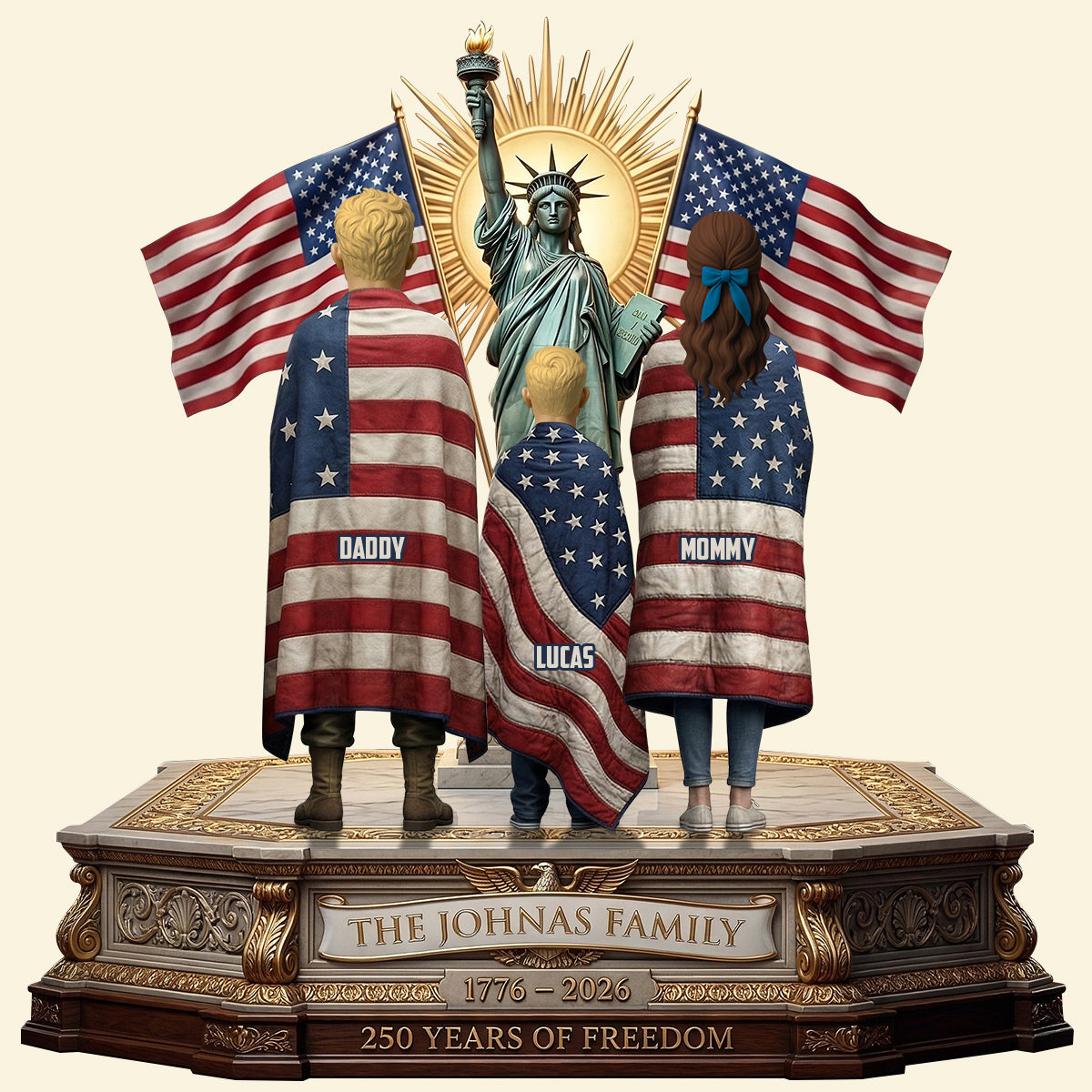 250th Anniversary Patriotic Family Plaque – Personalized Gift For Family 04PATN100326-Homacus