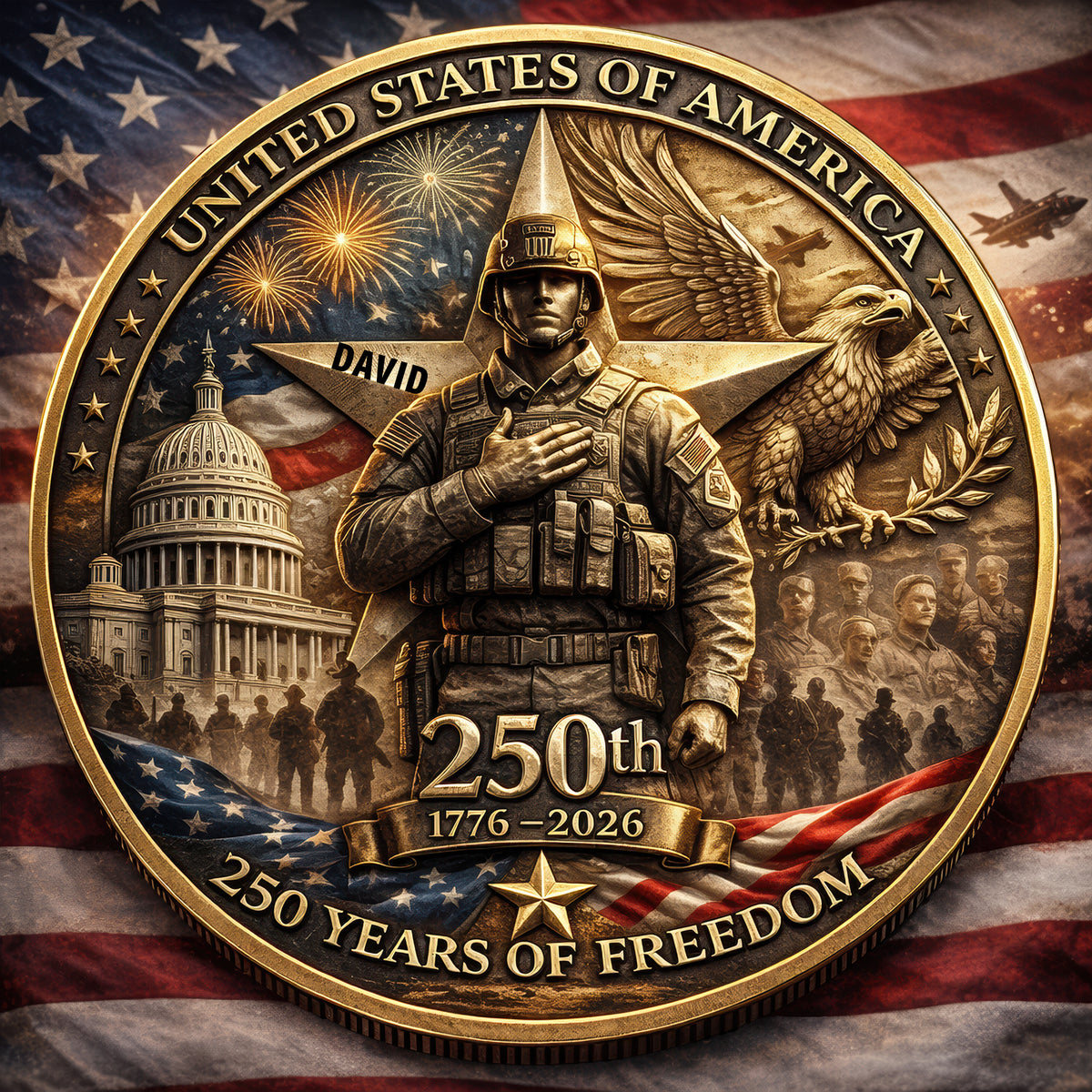 250 Years Of Freedom Printed Metal Coin - Personalized Anniversary Gifts 04toqn270226-Homacus