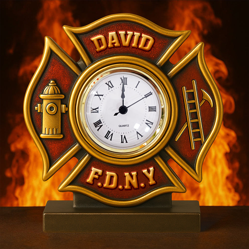 Firefighter Desk Clock Plaque - Personalized Gifts For Firefighter 02toqn280525-Homacus