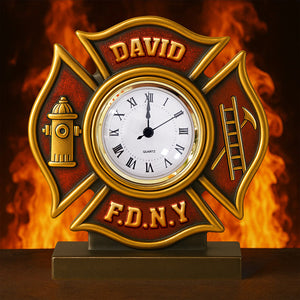 Firefighter Desk Clock Plaque - Personalized Gifts For Firefighter 02toqn280525-Homacus