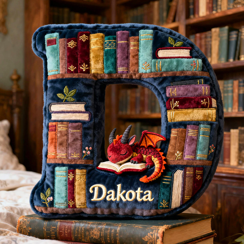 Book Dragon Alphabet Initial Letters Pillow, Personalized Gifts For Book Lovers 05qhtn191125-Homacus