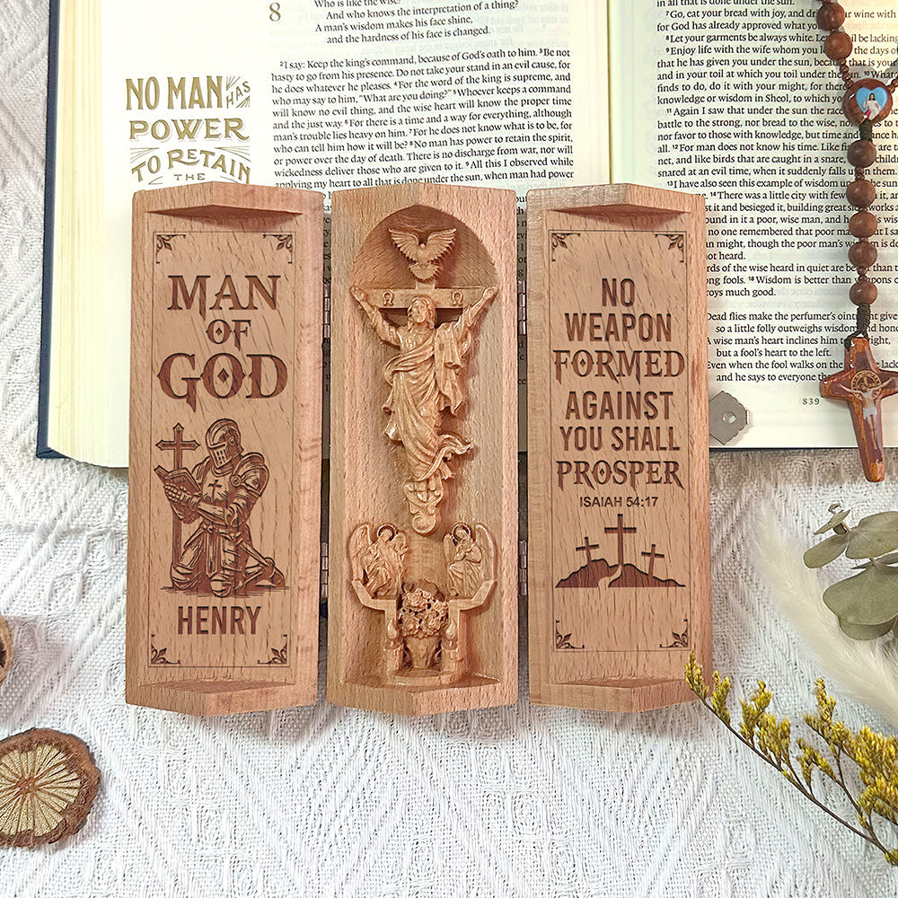 Personalized Gifts For Christian Openable Wooden Cylinder Sculpture of Jesus Christ 04toqn240125-Homacus