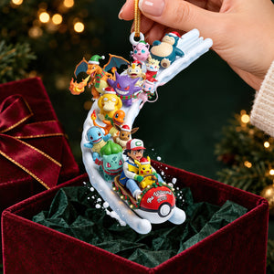 Cute Monster On Snow Slide Ornament - Personalized Gifts 01QHDT160926