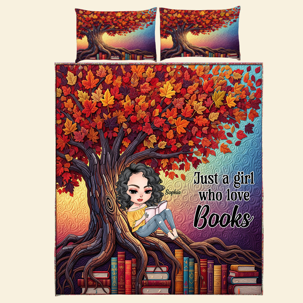 Reading Girl Under The Tree Quilt Bedding Set - Personalized Gifts For Book Lovers 04hutn040625-Homacus