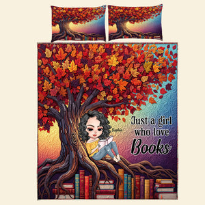 Reading Girl Under The Tree Quilt Bedding Set - Personalized Gifts For Book Lovers 04hutn040625-Homacus