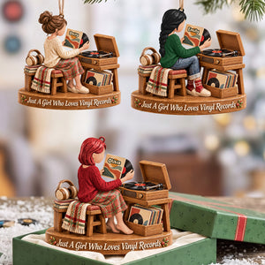 Vinyl Record Girl Wood Effect Ornament, Personalized Gifts For Vinyl Records Lovers 02qhta141026-Homacus