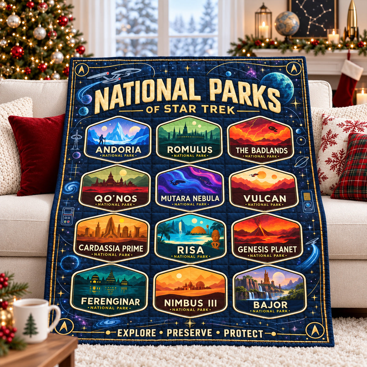 Cosmic National Parks Blanket - Personalized Gifts For Sci-Fi Lovers 03naqn061026-Homacus