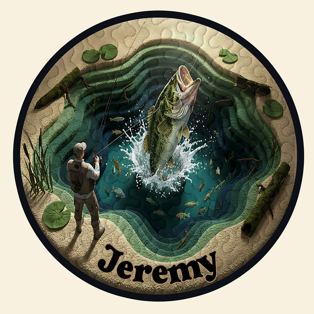 Personalized Gifts For Fishing Lovers, Fish Quilted Round Mat 02hyta061025-Homacus