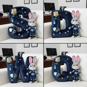 Cute Police Buddy Initial Pillow - Personalized Gift For Police Officer 01PGLU101225-Homacus