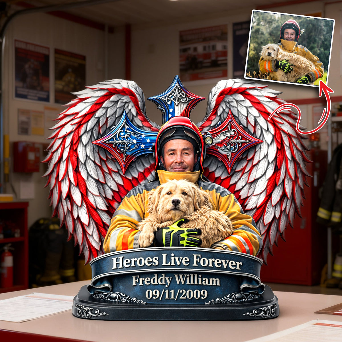 Heroes Live Forever Acrylic Plaque - Personalized Memorial Gift For Firefighter 01HULU300126-Homacus