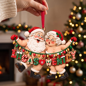 Name Art Fun Santa Couple Ornament - Personalized Christmas Gifts For Couples 02qhtn151026-Homacus