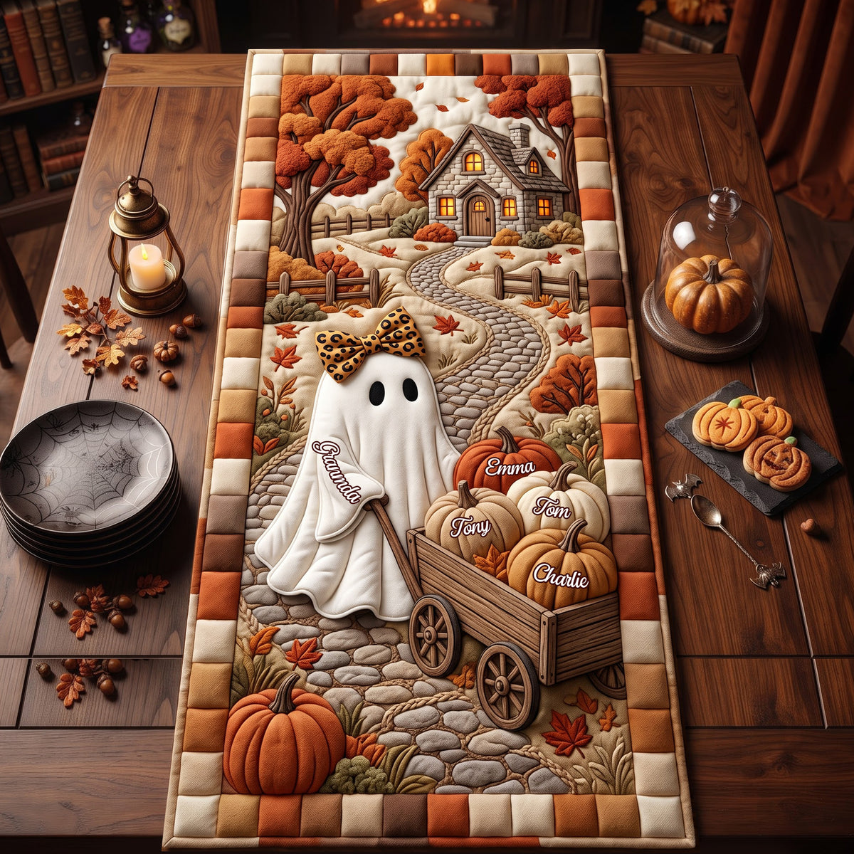 Grandma Halloween Quilted Table Runner - Personalized Gifts For Halloween 01pglu020926