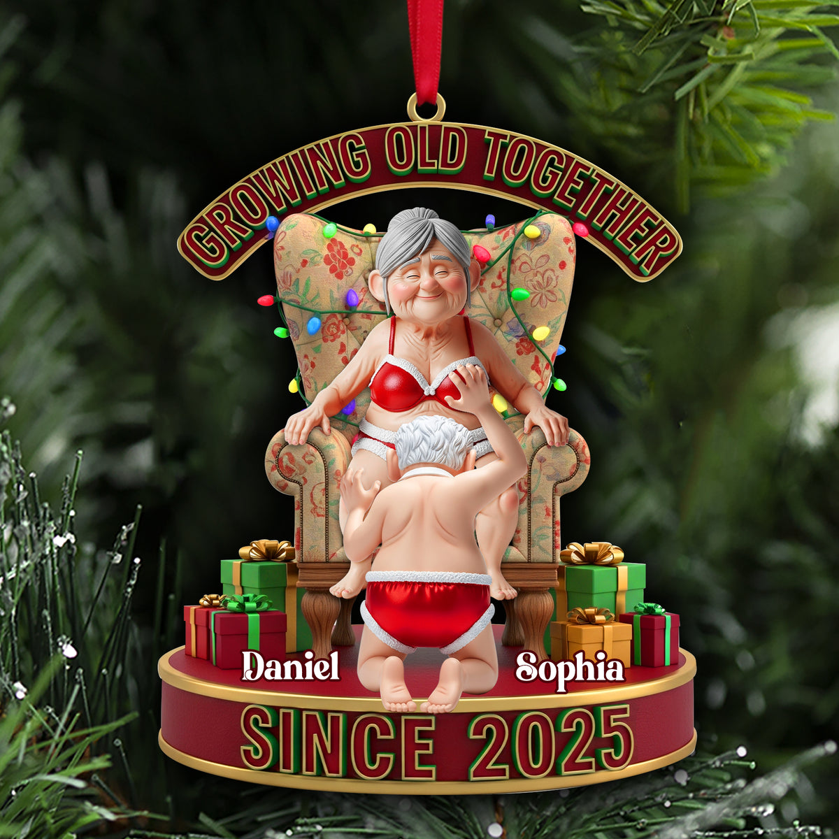 Frisky Old Couple Ornament - Personalized Christmas Gifts For Couples 04OHLU200925-Homacus