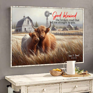 Personalized Gift For Couple Wall Art, Highland Cow Couple Canvas 02QHLU131224-Homacus