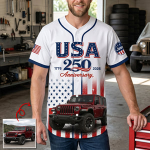 USA 250 Anniversary Baseball Jersey Shirt - Custom Photo Gifts For Offroad Car Lovers 04natn110626-Homacus