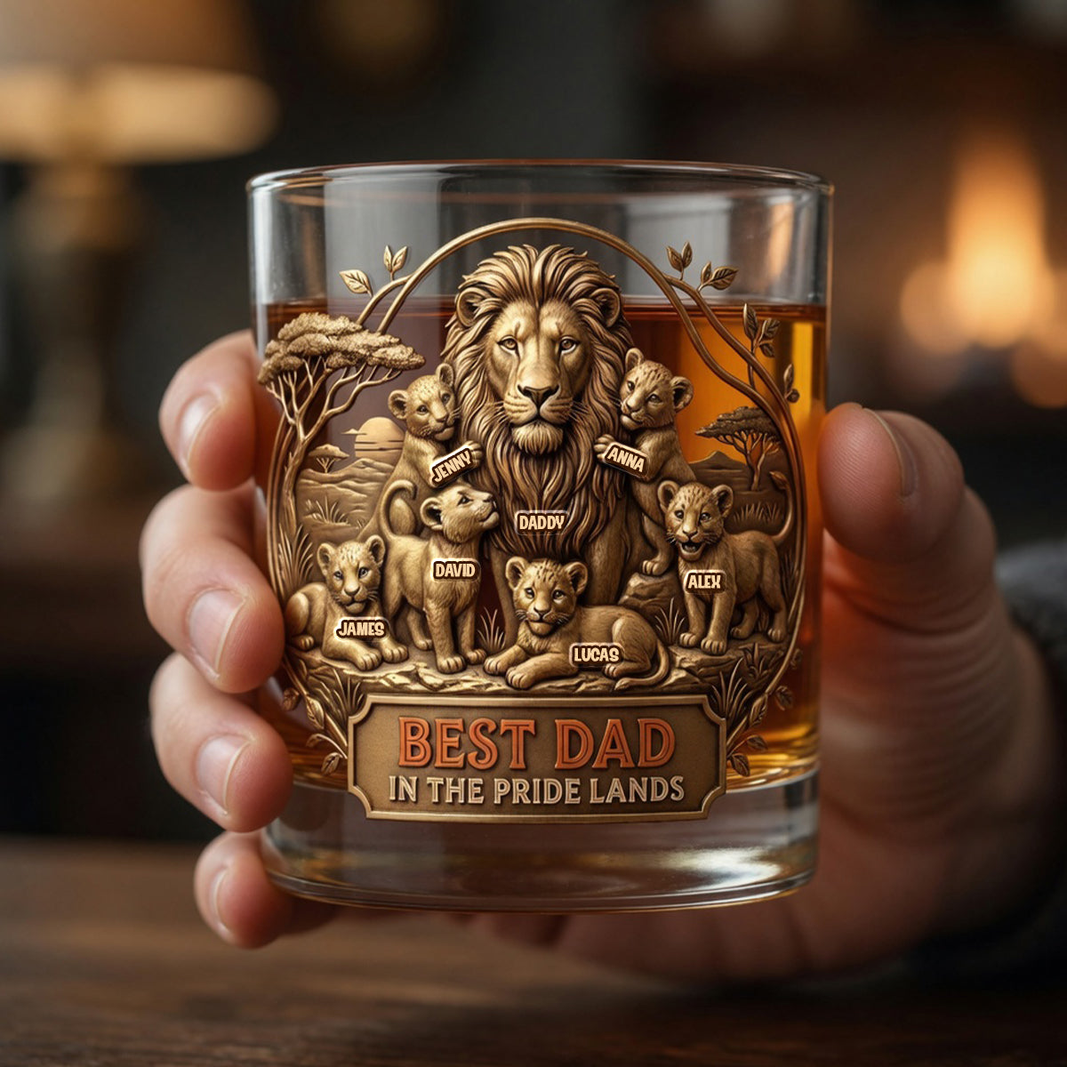 Best Dad In The Pride Lands 11oz Round Glass - Personalized Father's Day Gifts 01totn110526-Homacus