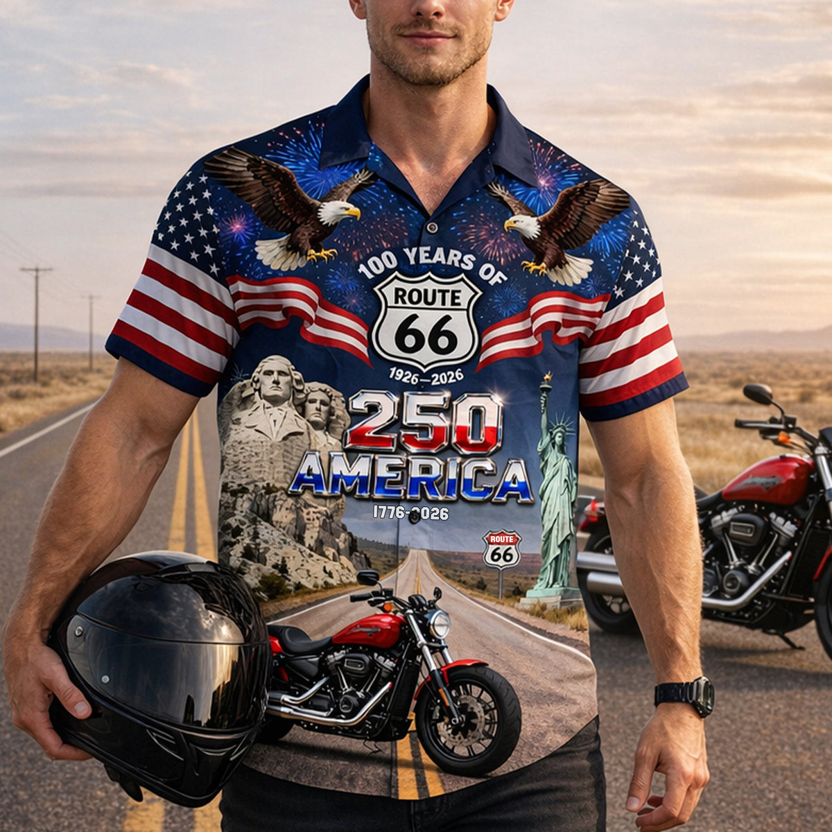 Proud American Motorcycle Hawaiian Shirt - Custom Photo Gifts For Bikers 03qhlu260226-Homacus