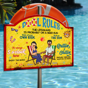 Personalized Gifts For Couples Metal Sign- Summer Pool Rules 01XQLU110225PA-Homacus