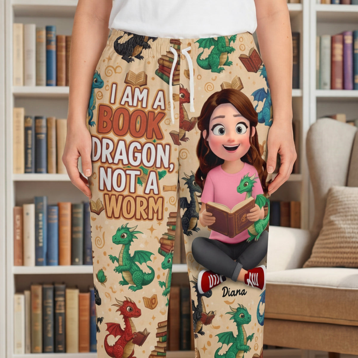Book Dragon Pajama Pants - Personalized Gifts For Book Lovers 05naqn171225-Homacus