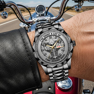 Biker Behind Bars Stainless Steel Men's Watch, Personalized Gifts For Motorcycle Lovers 03qhqn310725-Homacus