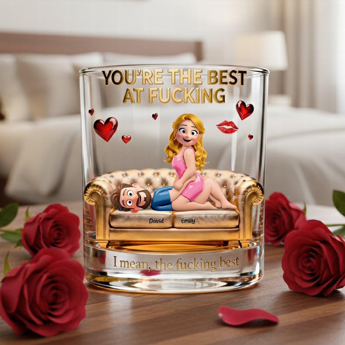 Cheeky Couple 11oz Round Glass - Personalized Gifts For Couple Valentine Drinking Glass 03NAQN240126-Homacus